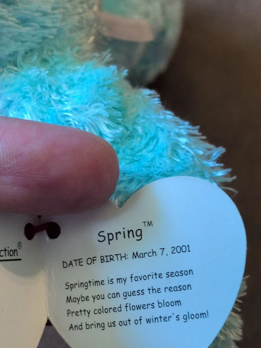 TY Beanie Babie Spring Plush Blue Bunny Small Pet Toy - Soft Comfort Plush